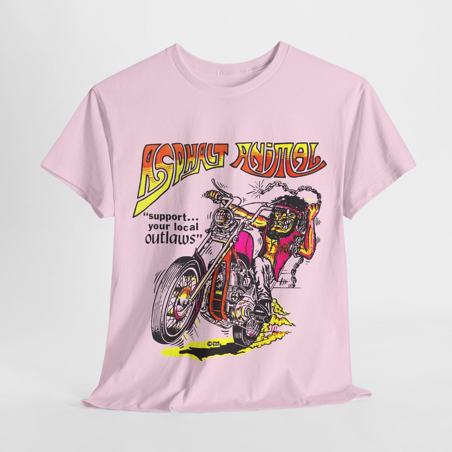 vintage 1967 asphalt animal support your local outlaws mototcycle graphic reproduction tshirt