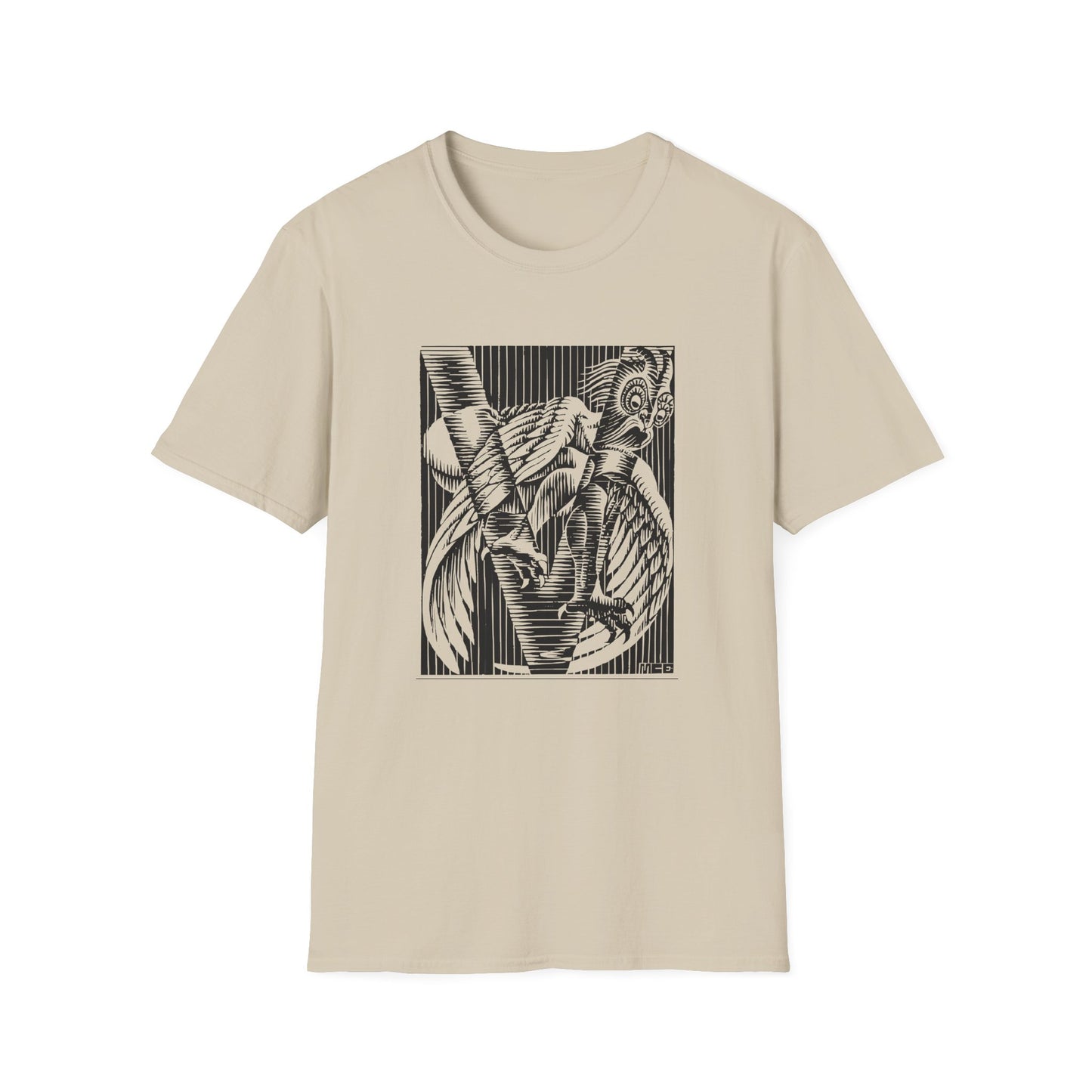 1931 rare m.c escher initial v reproduction tshirt