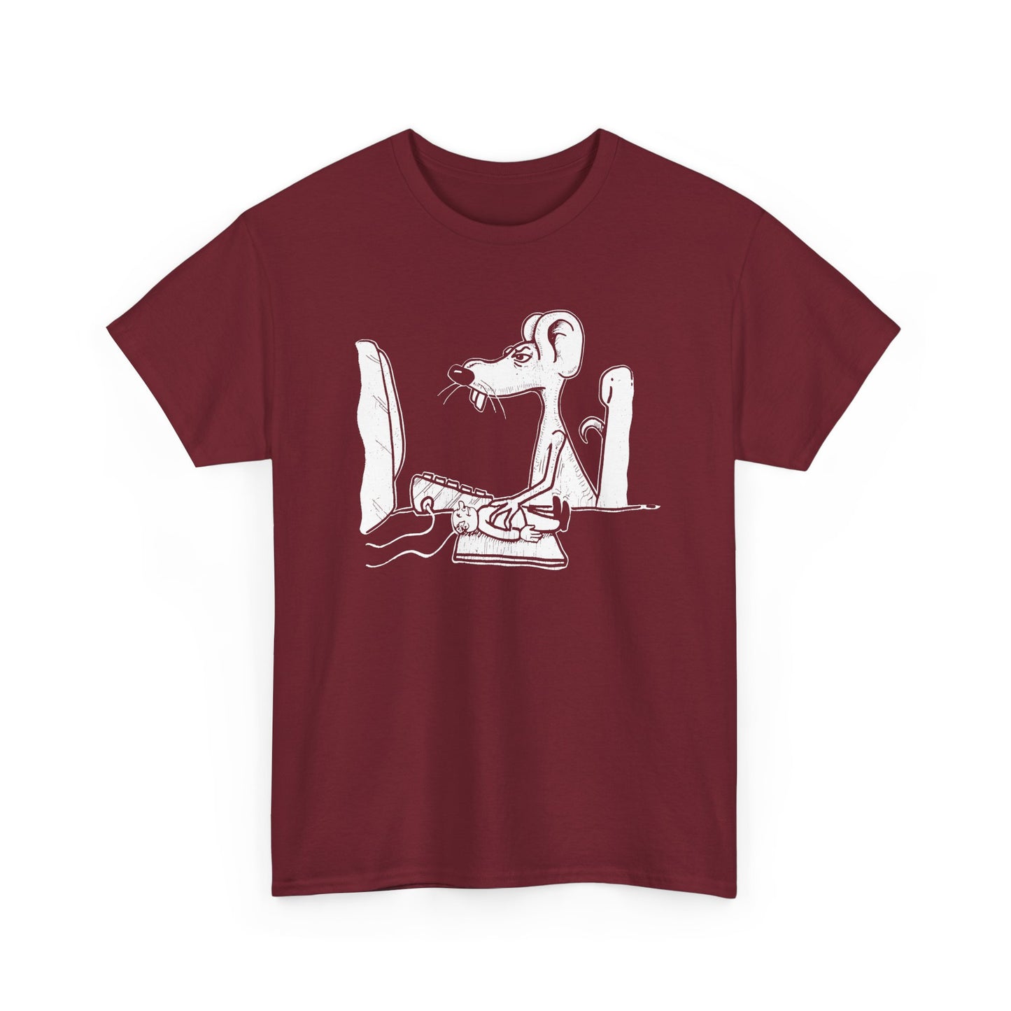 vintage 1990s mouse using man pad on a computer reproduction tshirt