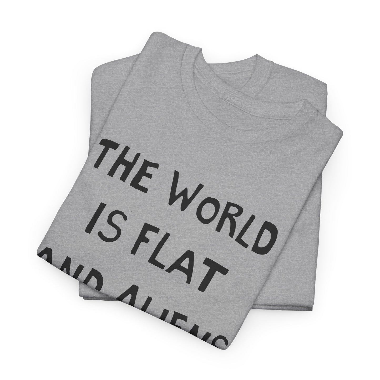 the world is flat and aliens are real hand drawn font tshirt