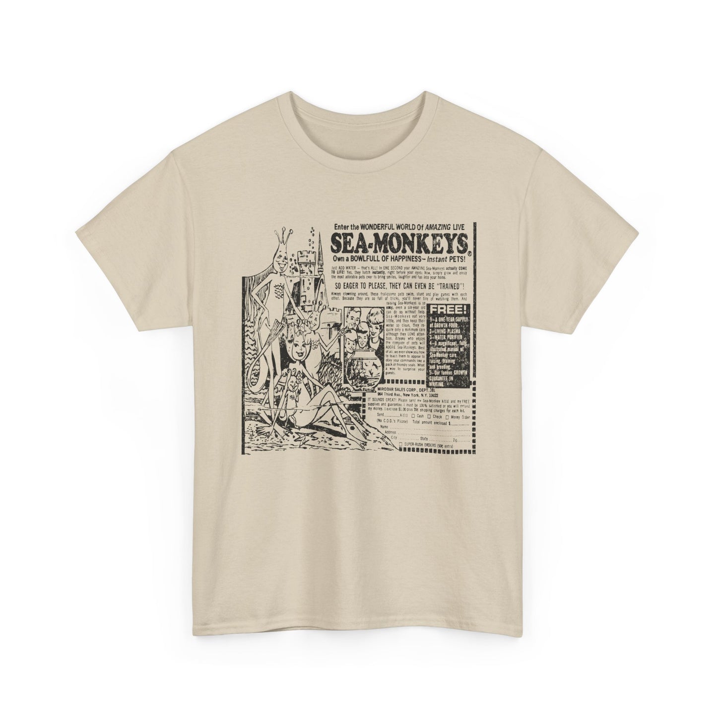 1973 sea monkeys insta pet advert black and white reproduction tshirt