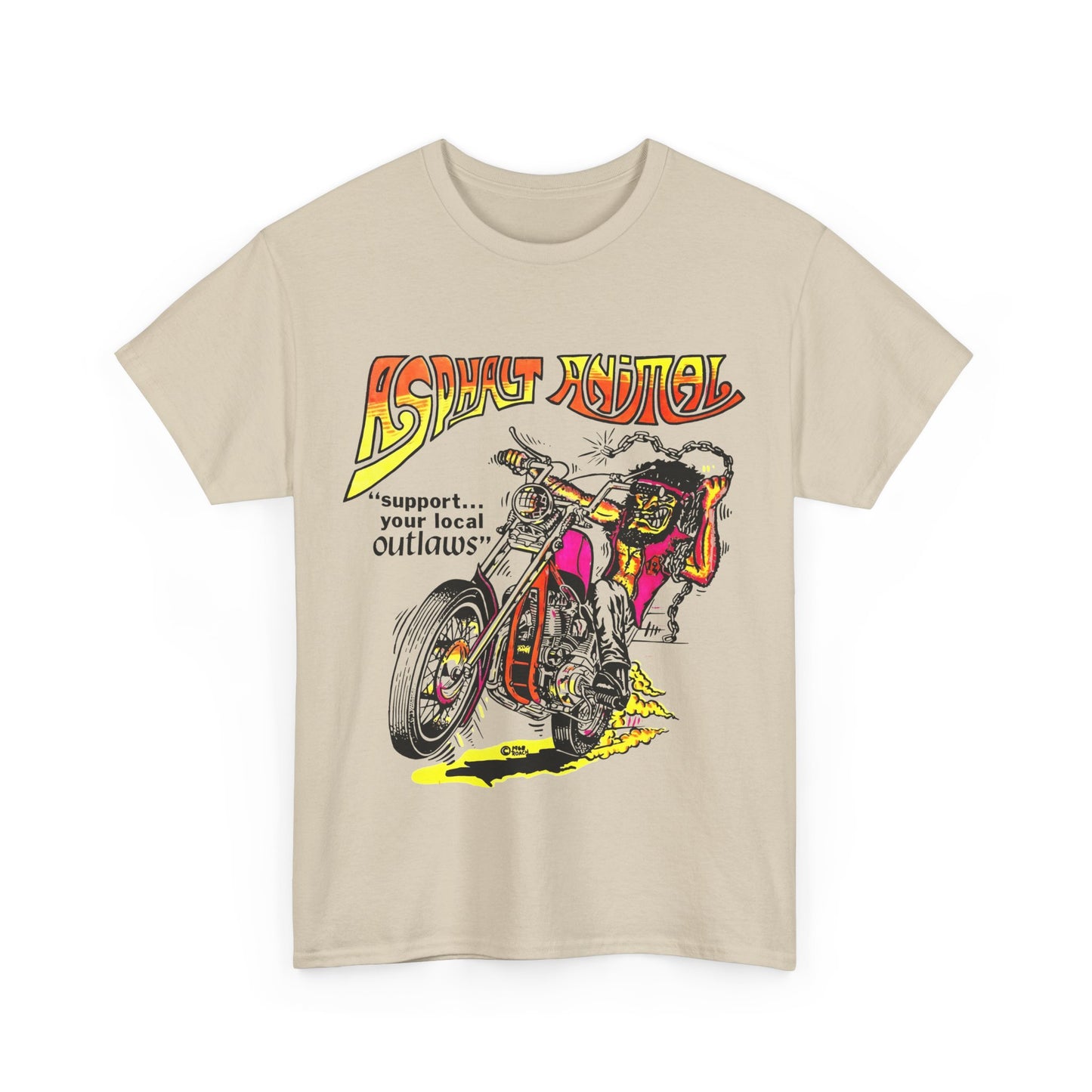 vintage 1967 asphalt animal support your local outlaws mototcycle graphic reproduction tshirt