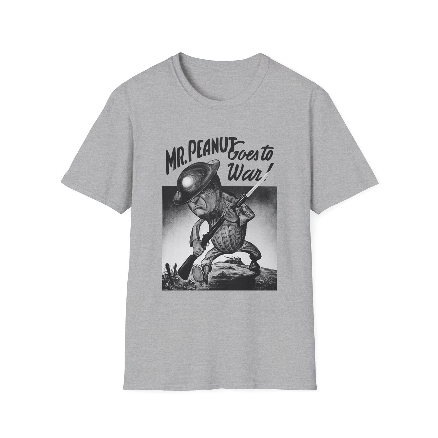 mr. peanut goes to war! vintage world war propaganda poster reproduction tshirt