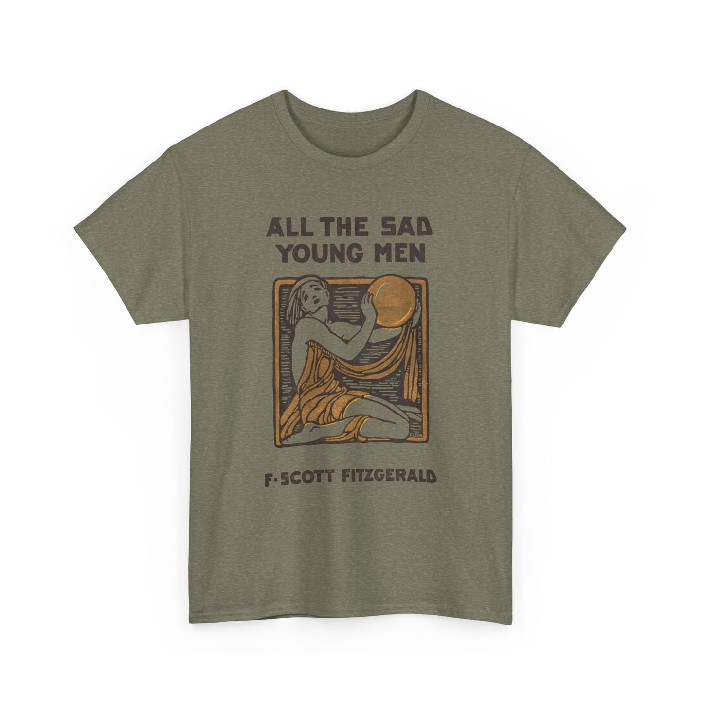 1926 f. scott fitzgerald book cover by cleo damianakes for all the sad young men tshirt