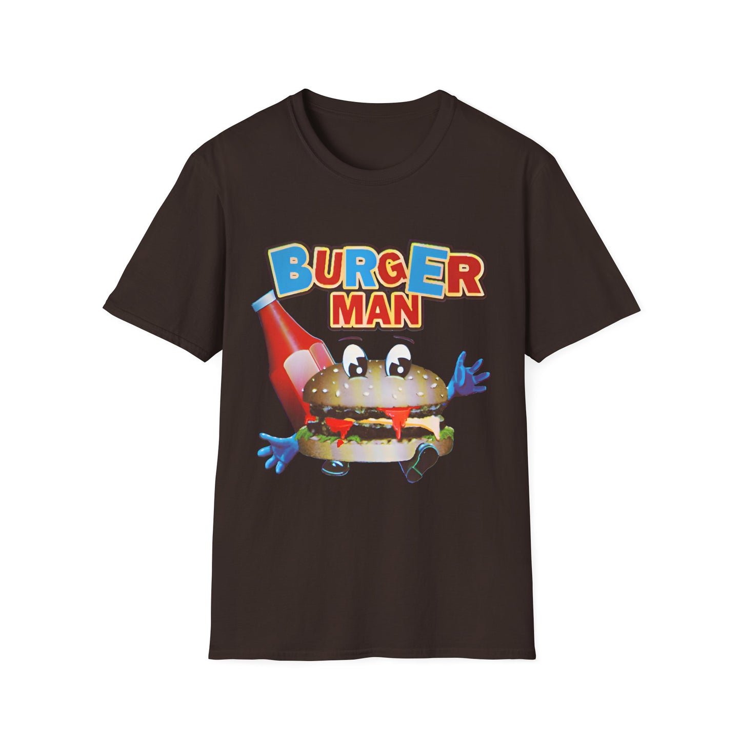 old video game burger man retro design reproduction tshirt