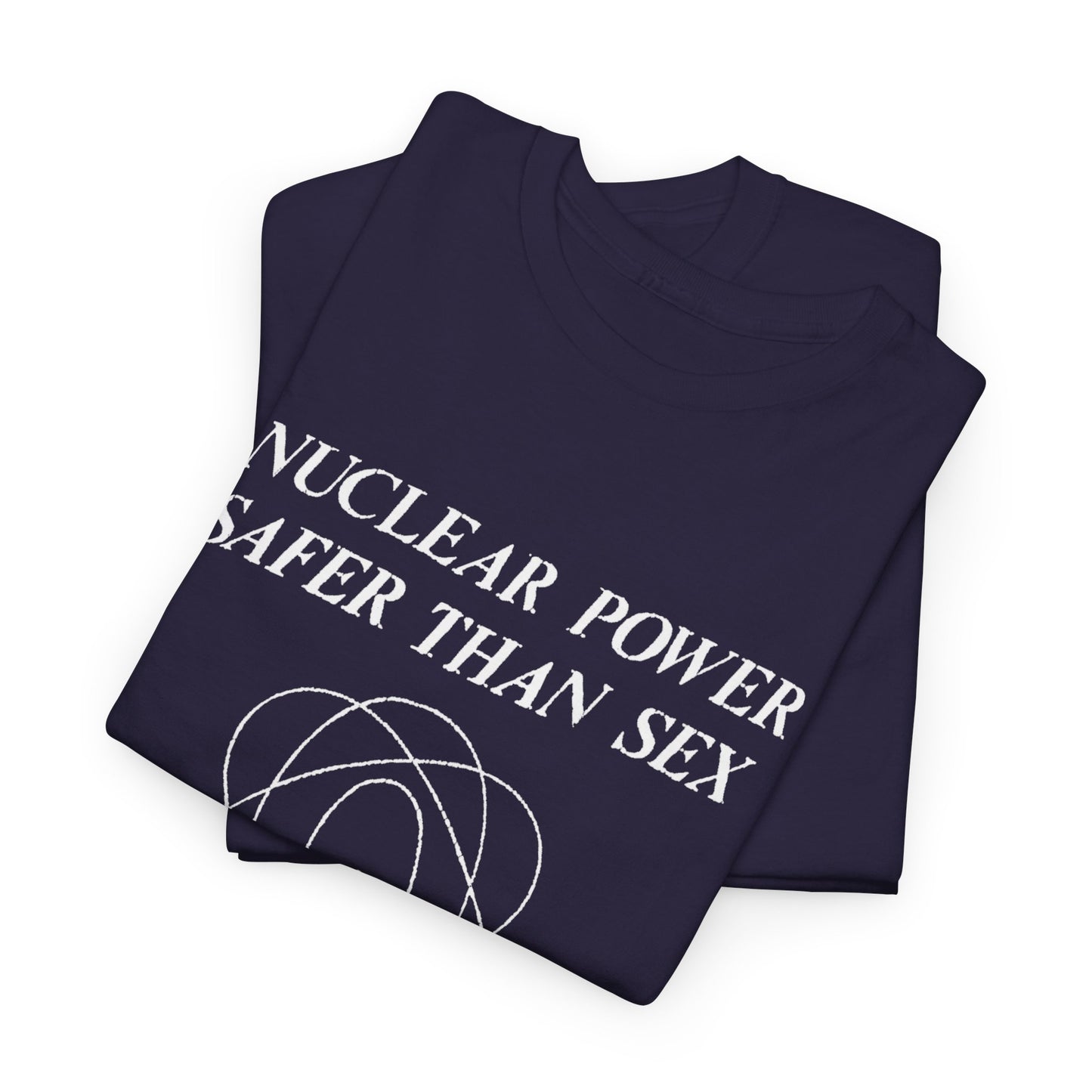 vintage 1970s design "nuclear power safer than sex" tshirt