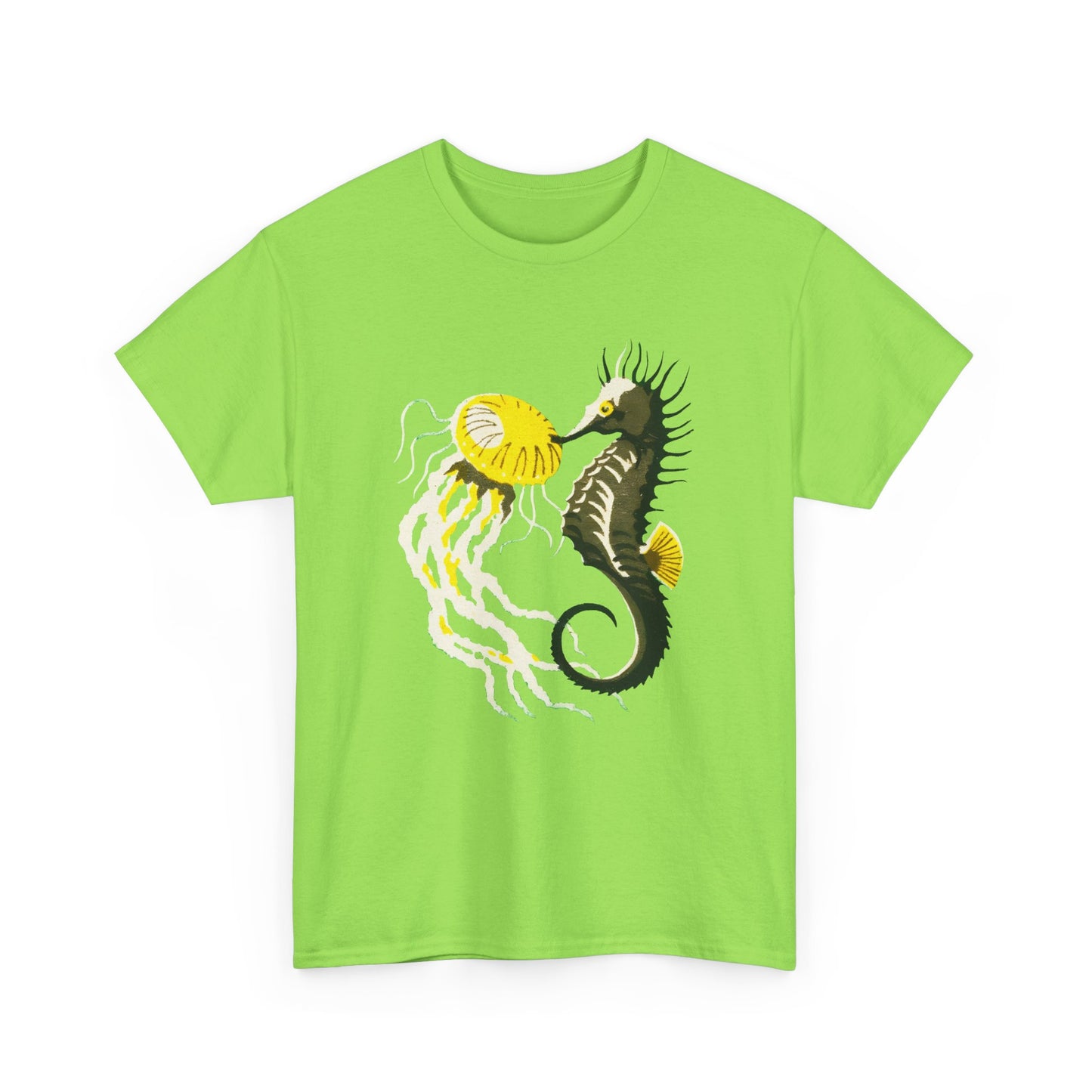 vintage lithuanian matchbox seahorse and jellyfish art reproduction tshirt