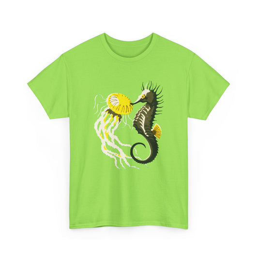 vintage lithuanian matchbox seahorse and jellyfish art reproduction tshirt