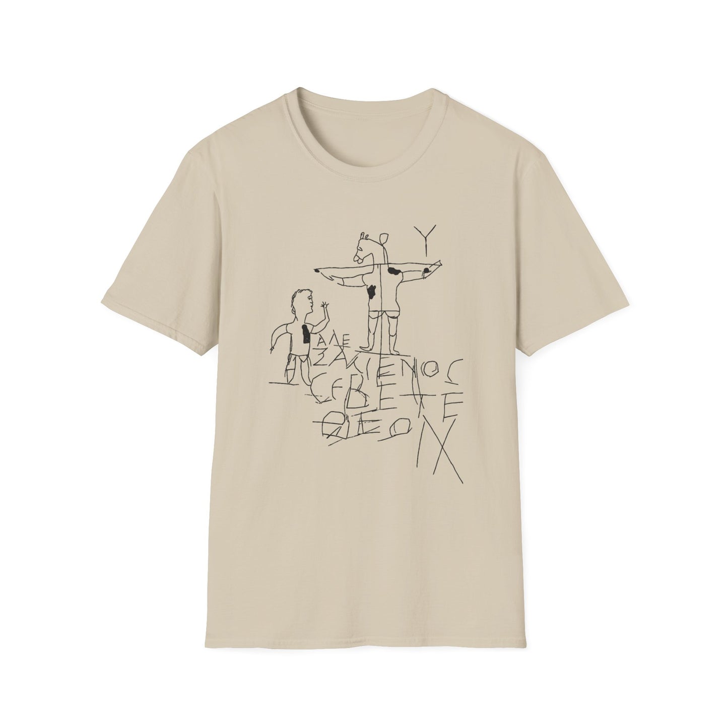 alexamenos graffito blasfemo young man worships donkey early graffiti 200 bc white and black tshirt