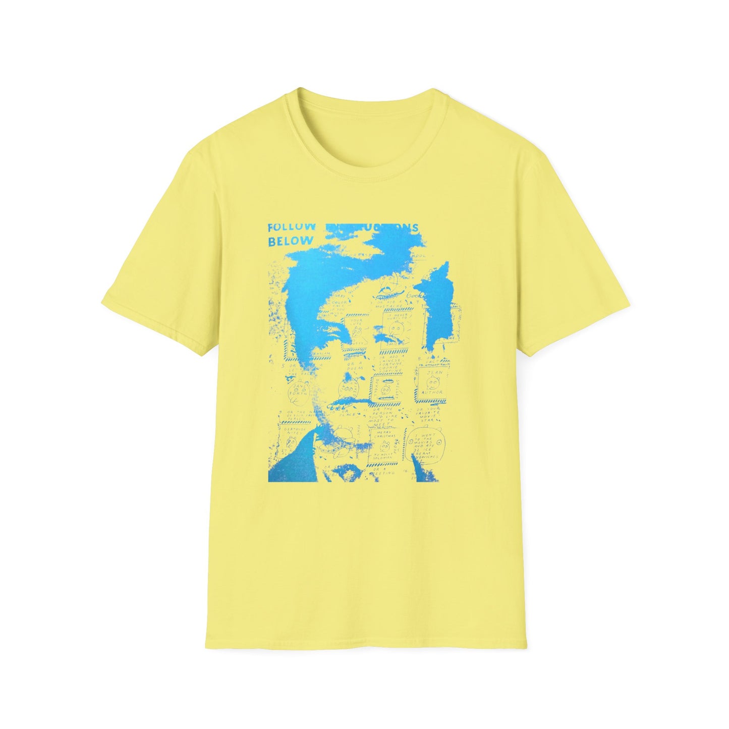 ray johnson arthur rimbaud art in light blue tshirt