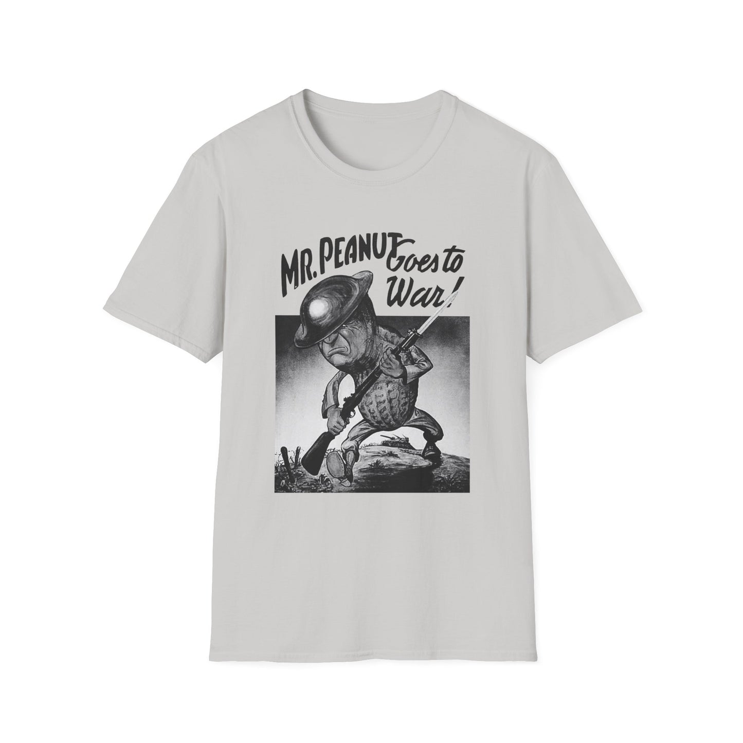 mr. peanut goes to war! vintage world war propaganda poster reproduction tshirt