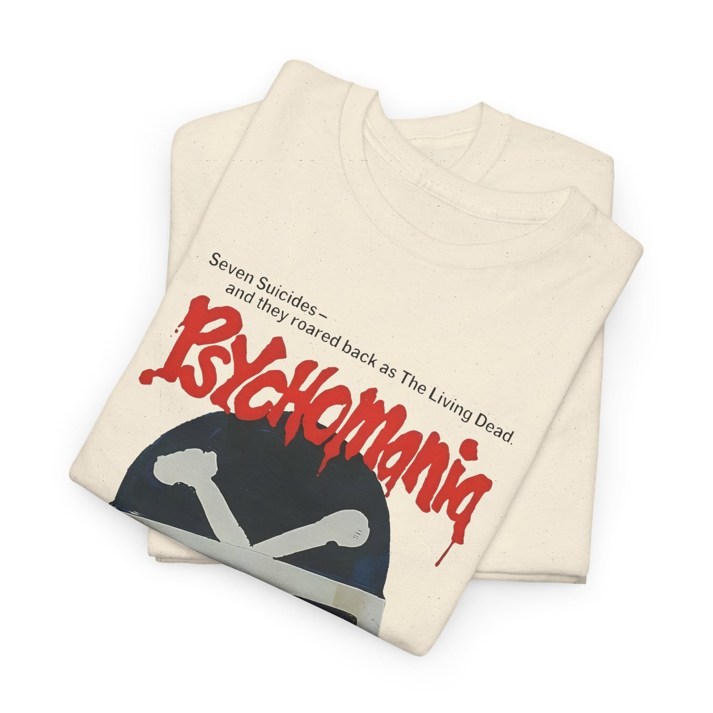 1973 psychomania movie poster with lettering tshirt