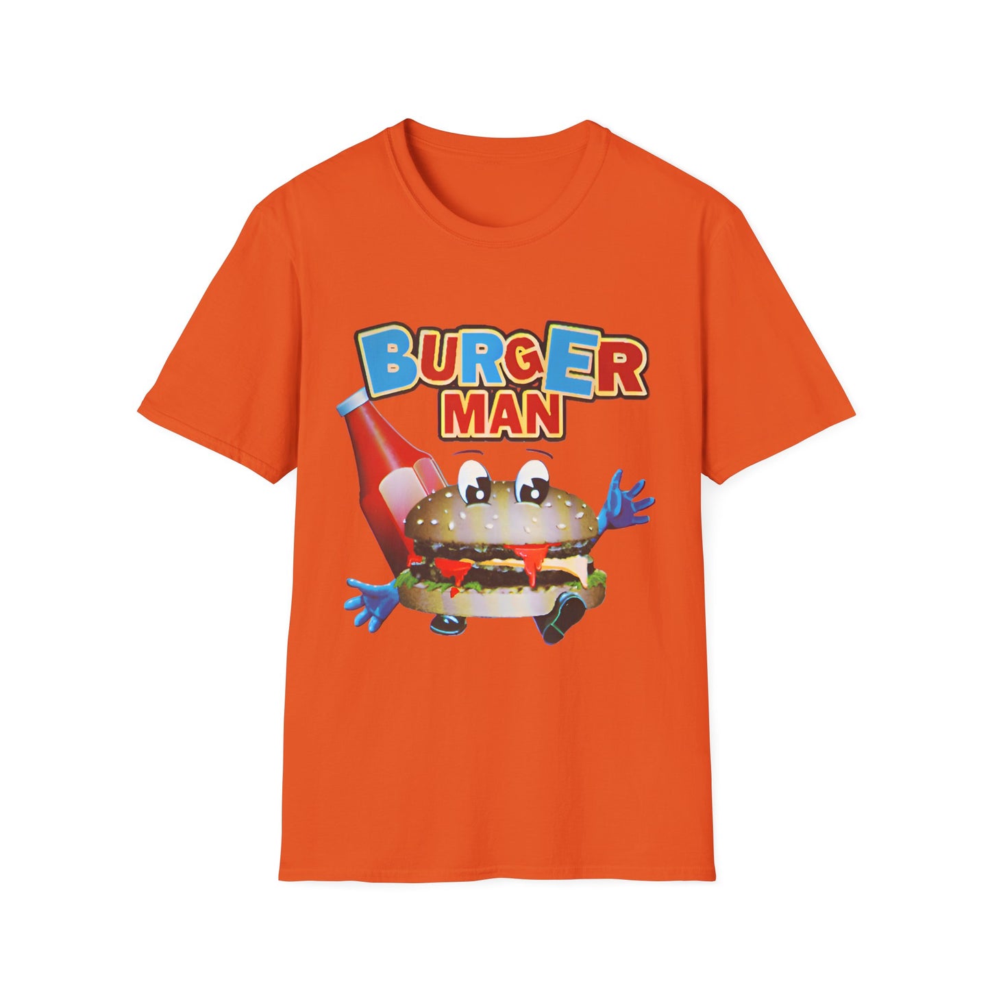 old video game burger man retro design reproduction tshirt