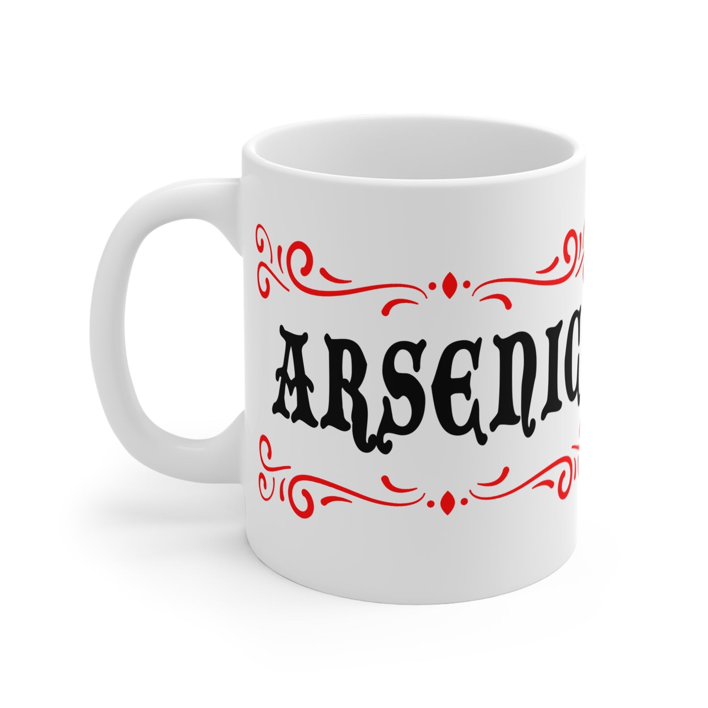 vintage inspired tongue in cheek arsenic drug mug