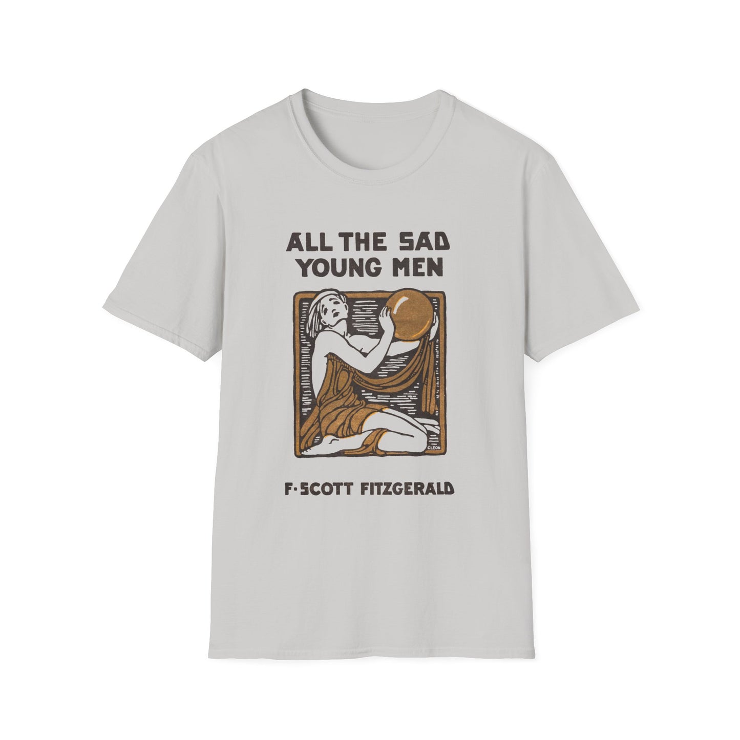 1926 f. scott fitzgerald book cover by cleo damianakes for "all the sad young men" tshirt