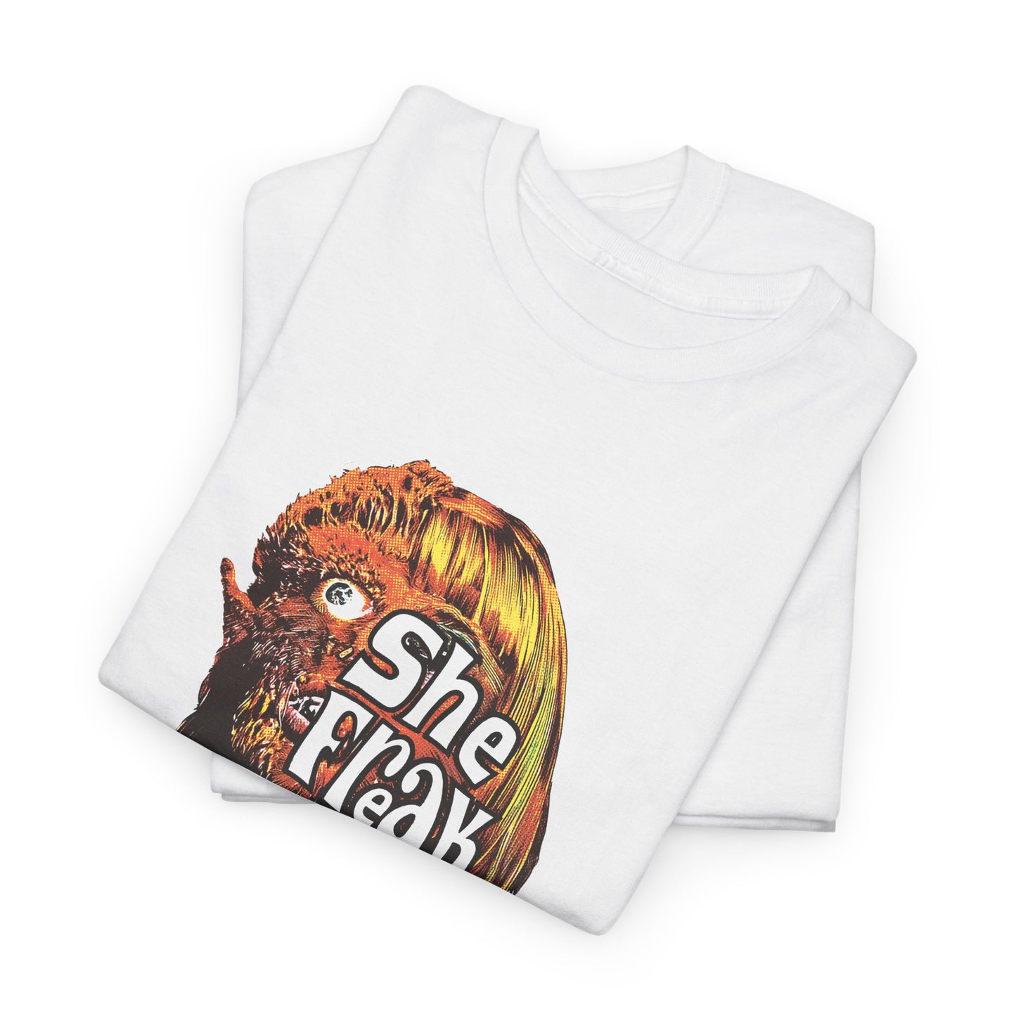 ships from canada she freak 1967 exploitation horror film comic halftone style tshirt