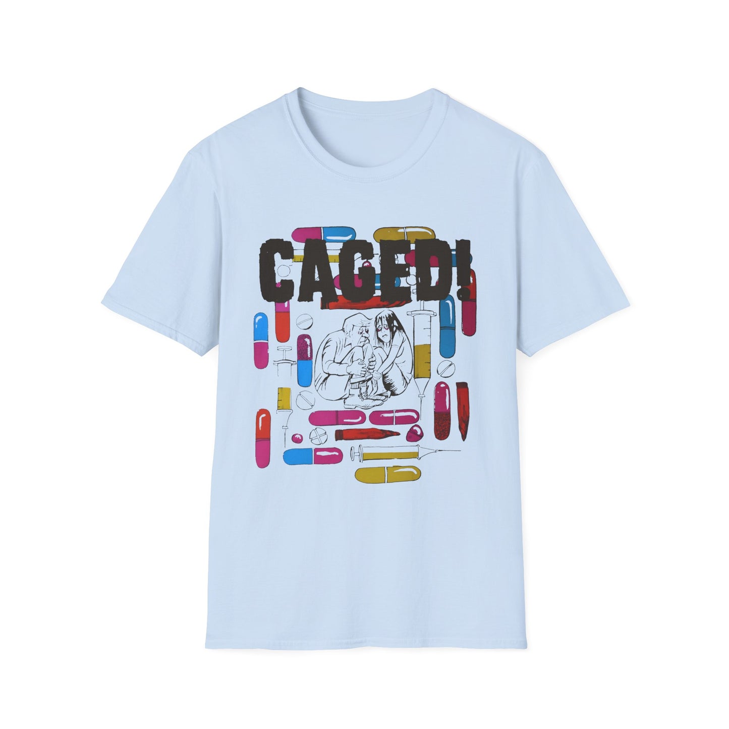 1960s/70s anti drug poster tshirt caged! by smartset smarteen s.o.s tshirt