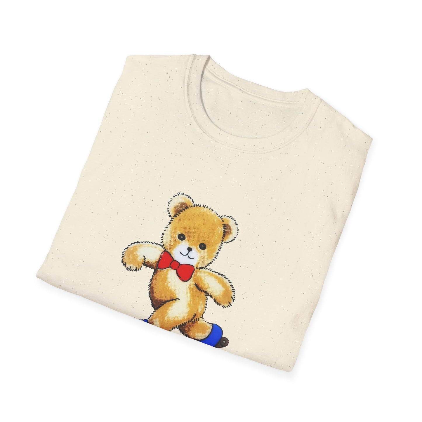 roller skating cute vintage teddy bear illustration reproduction tshirt
