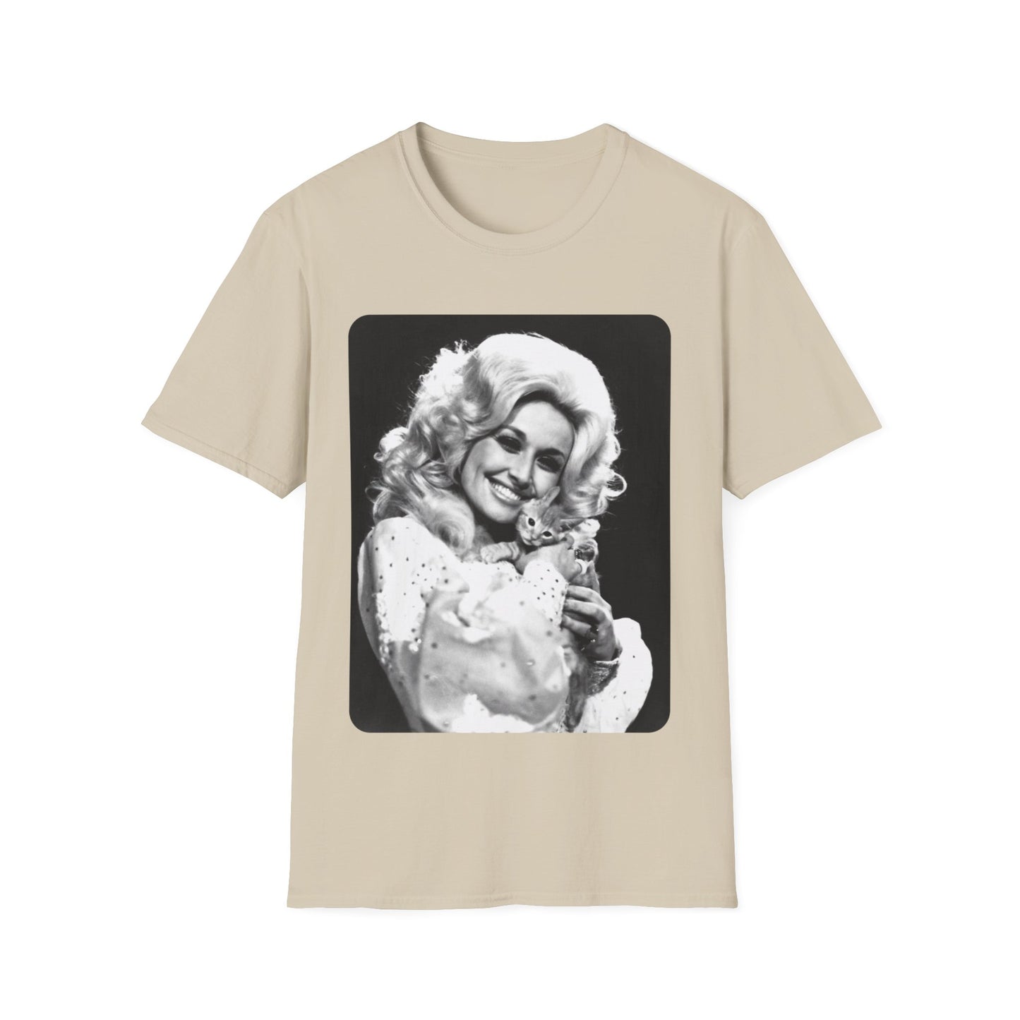 dolly parton and a kitten tshirt