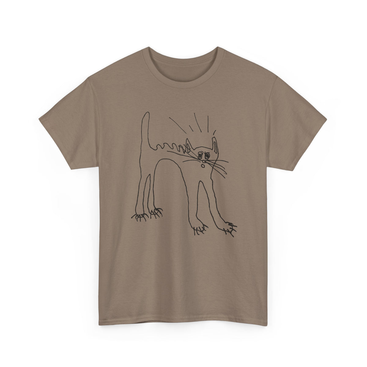original drawing of a very spooked cat tshirt