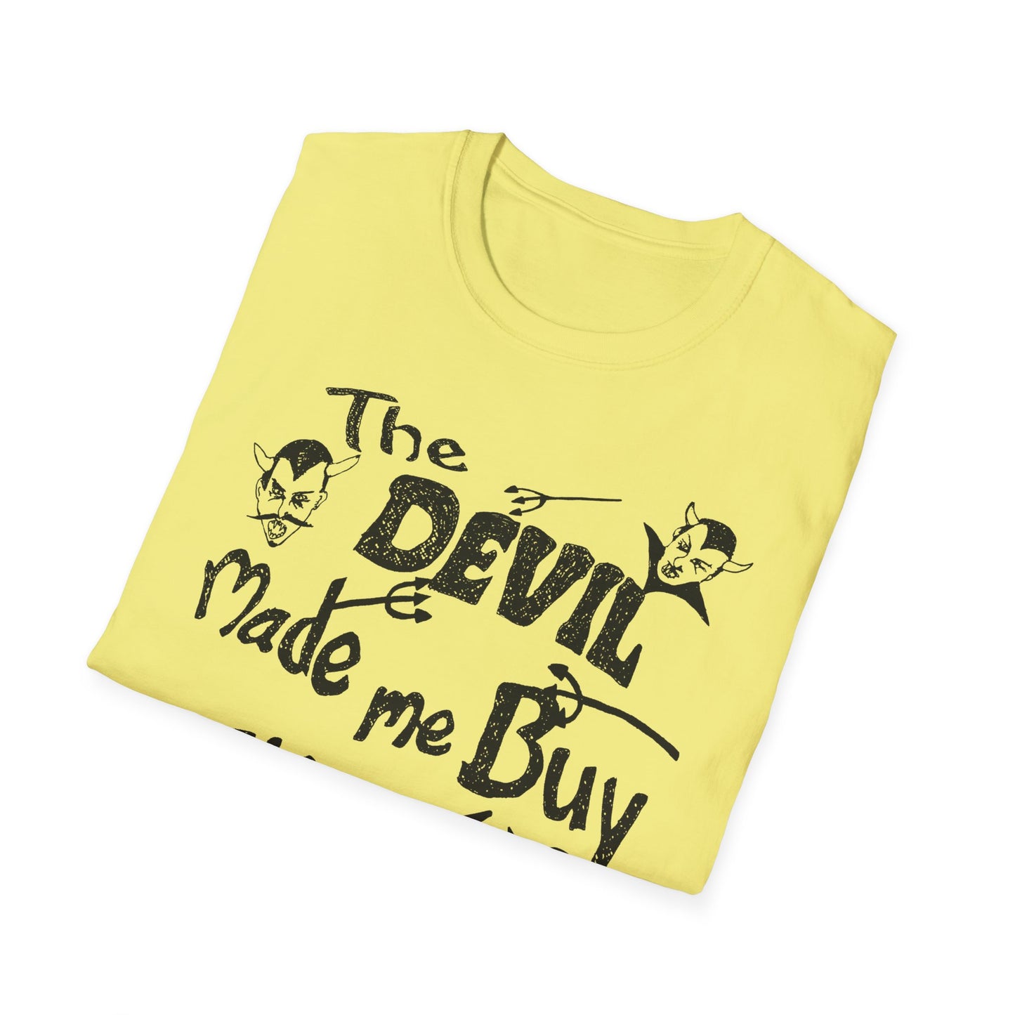 vintage the devil made me buy this shirt custom drawn reproduction tshirt