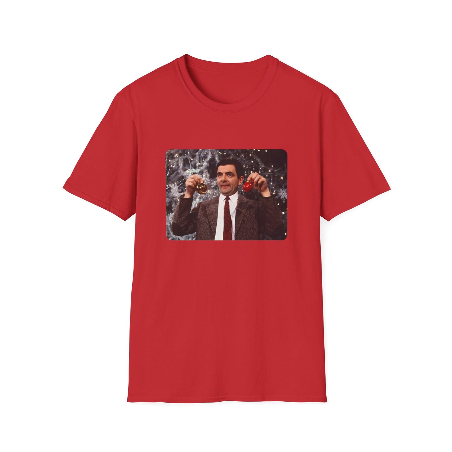 mr bean with christmas ornaments tshirt
