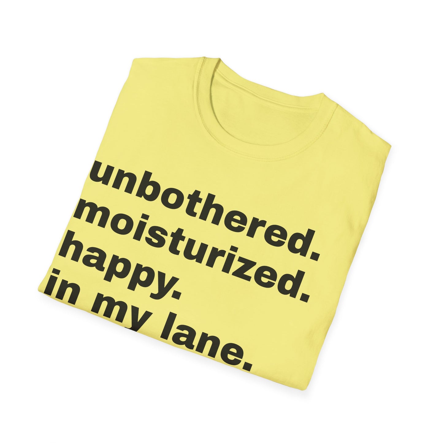 unbothered. moisturized.  happy.  in my lane.  focused.  flourishing. tshirt