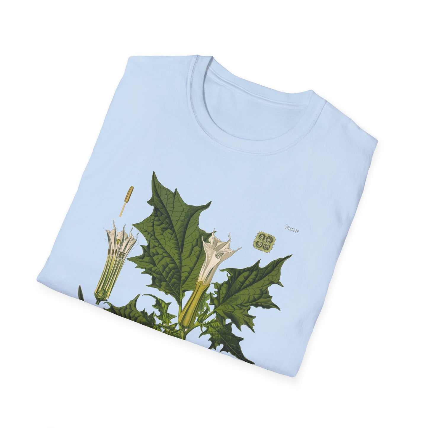 1887 botanical print from kohler's plants by hermann adolph kohler featuring datura the devil's trumpet tshirt
