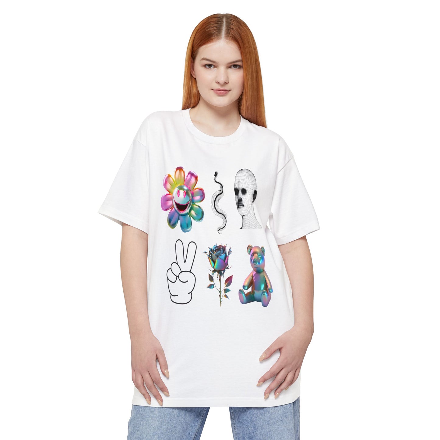 oversized cute creepy clip art image style unisex tall beefy tshirt