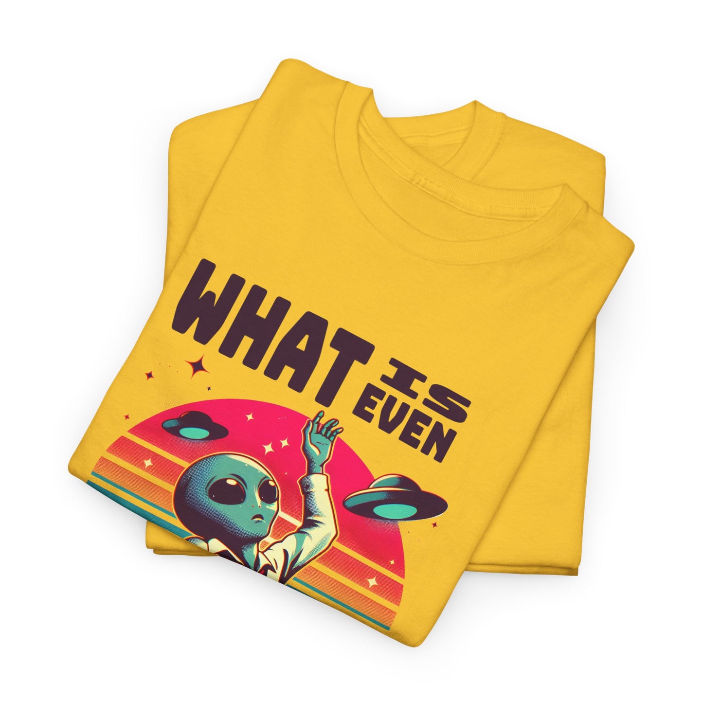 what is even happening floating businessman alien tshirt