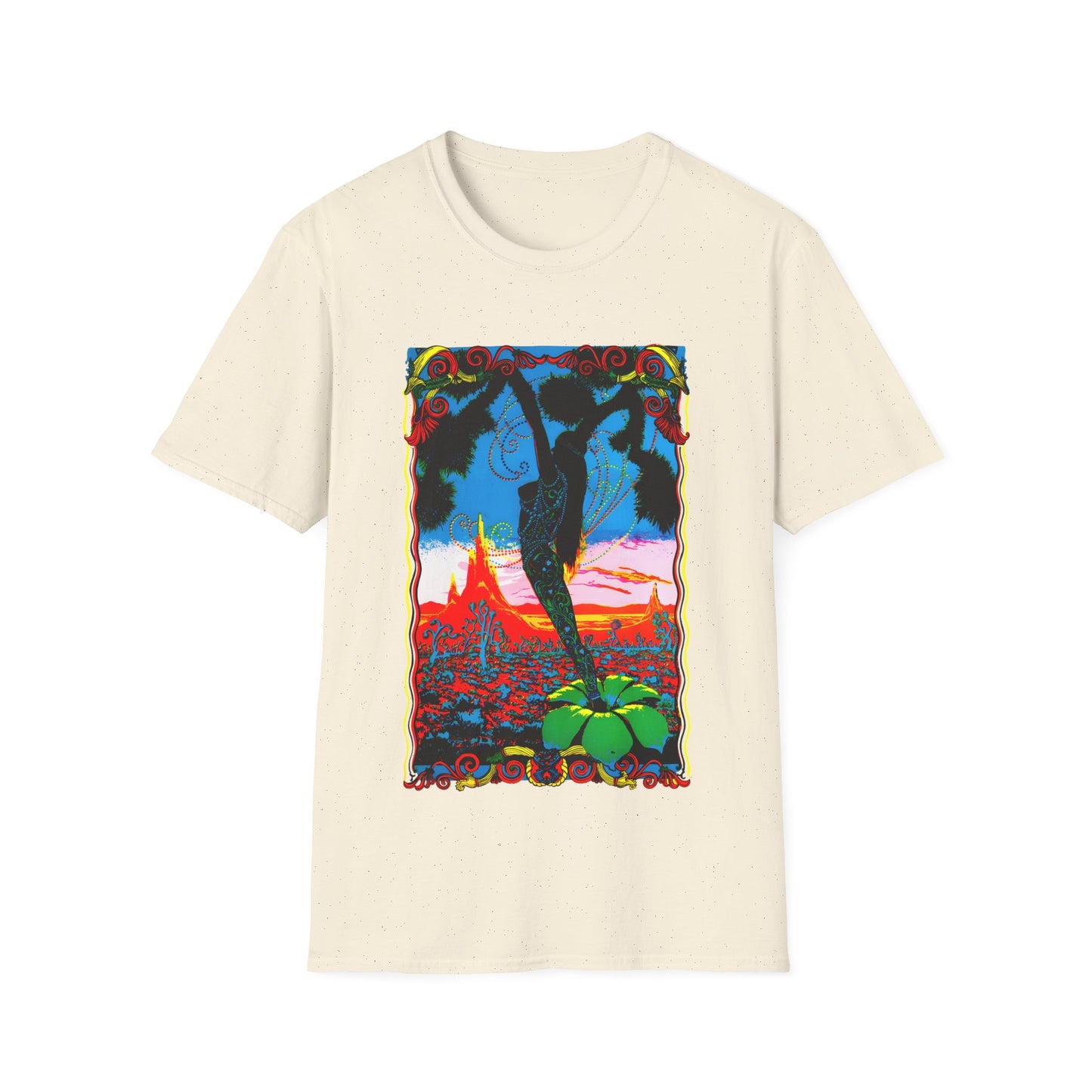 1960's dessert blossom black light psychedelic poster tshirt