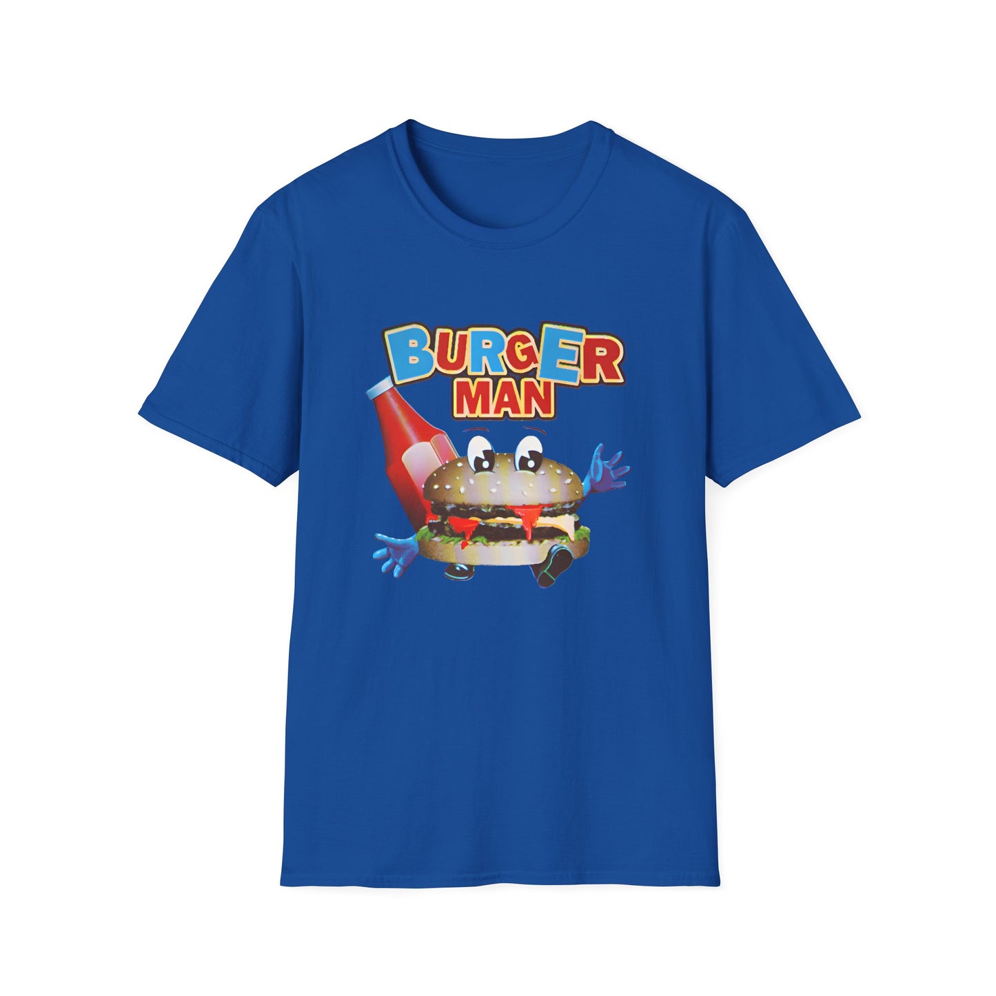 old video game burger man retro design reproduction tshirt