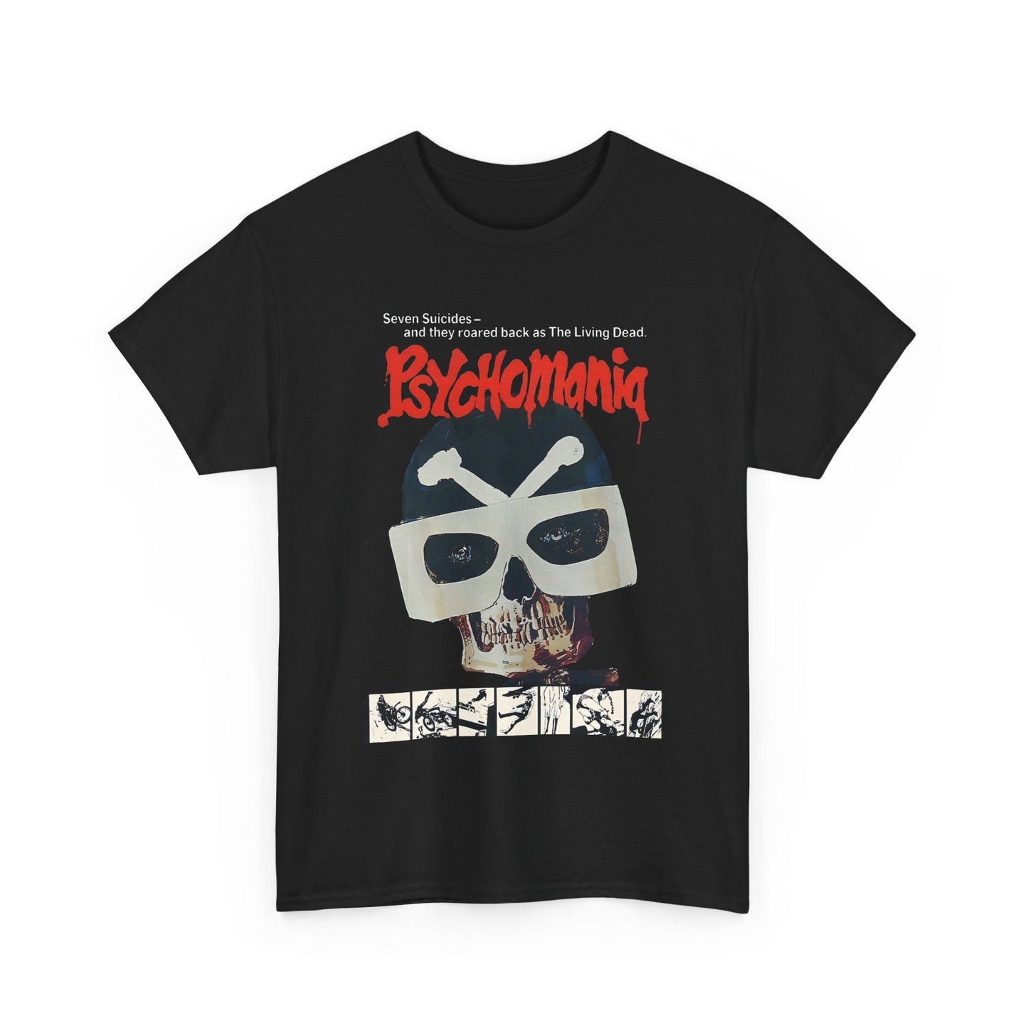 1973 psychomania movie poster with lettering tshirt