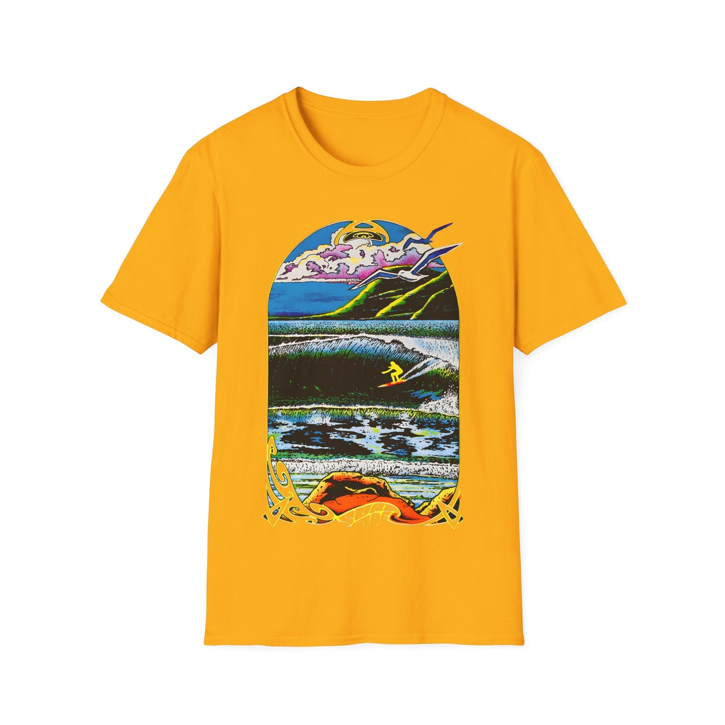 1976 surf rider psychedelic black light poster tshirt