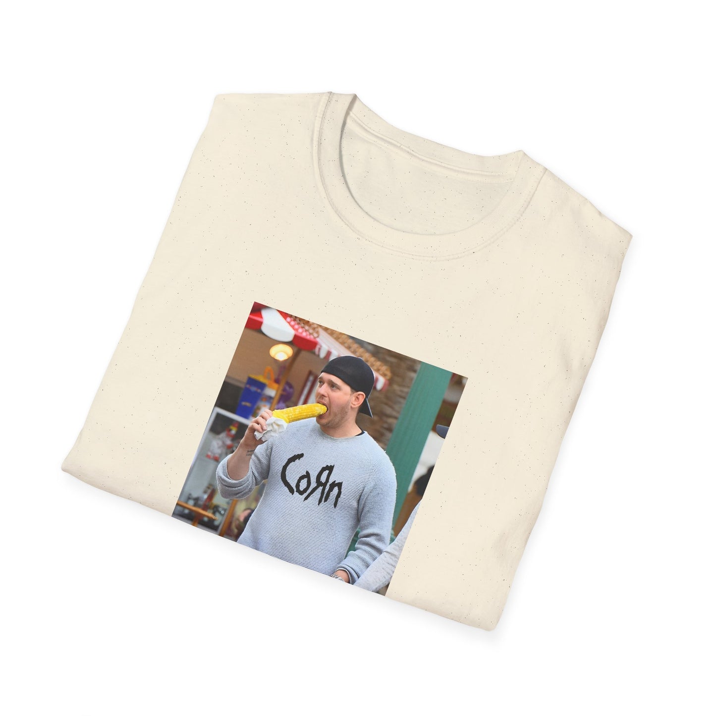 michael buble wearing a corn shirt eating corn tshirt