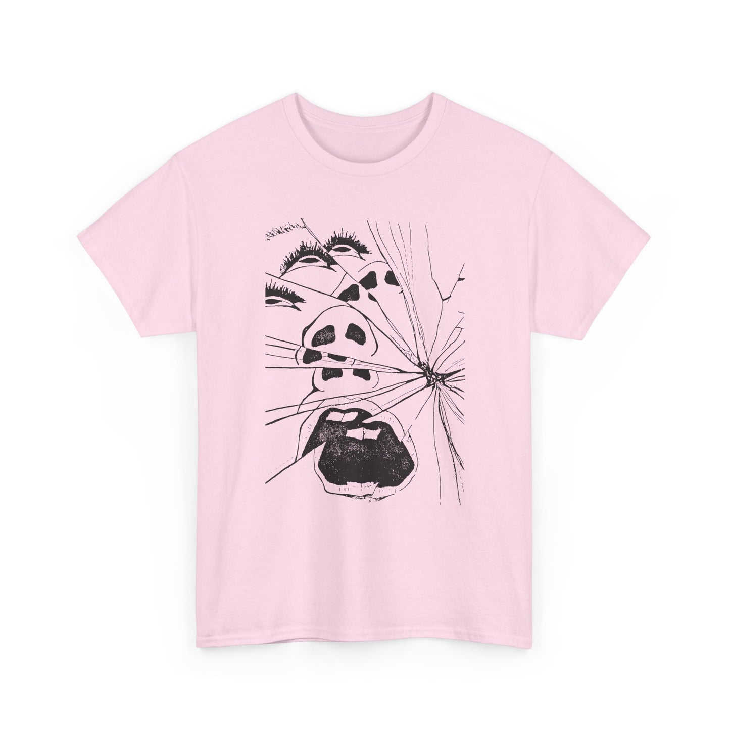woman screaming through broken glass illustration custom edit tshirt