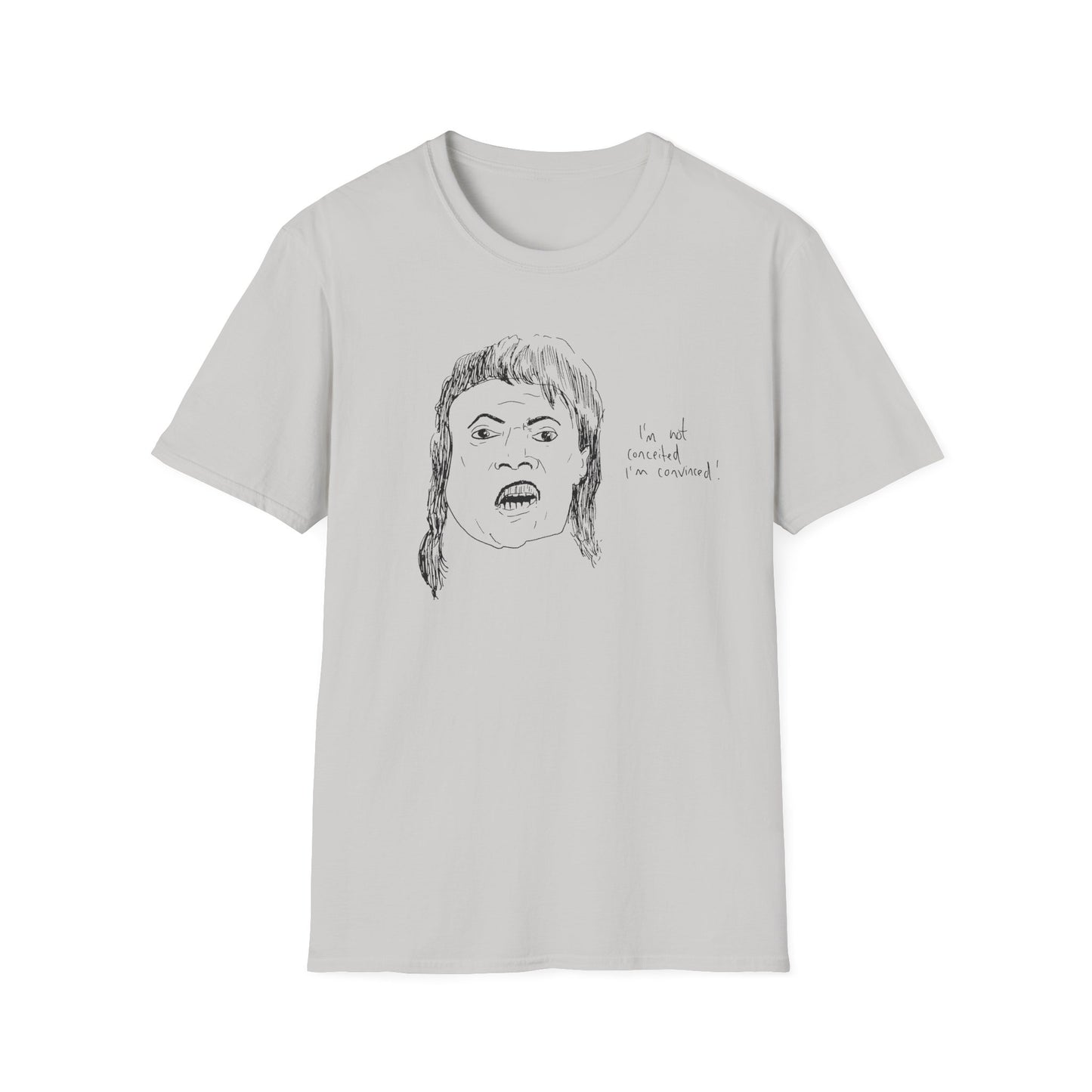 original drawing of little richard that time he was on arsenio hall in 1990 and said "i'm not conceited. i'm convinced!" tshirt