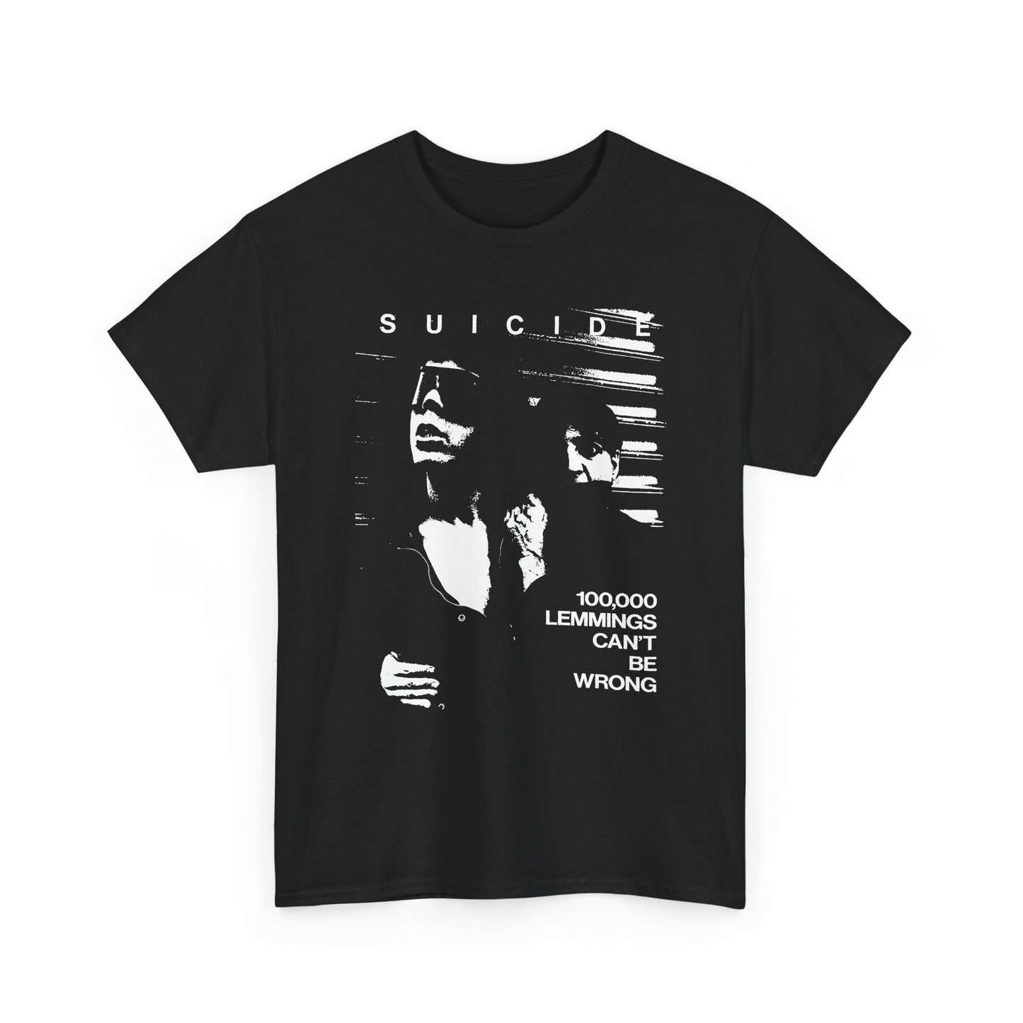 1980 zig zag magazine article on the band suicide 100 000 lemmings can't be wrong graphic tshirt