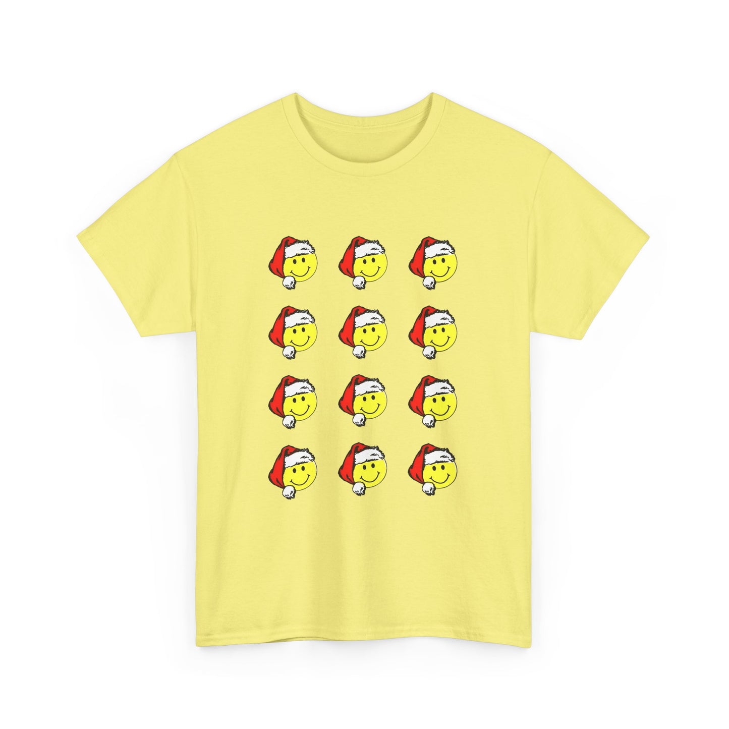 1980s sticker pack of happy face santas on a tshirt
