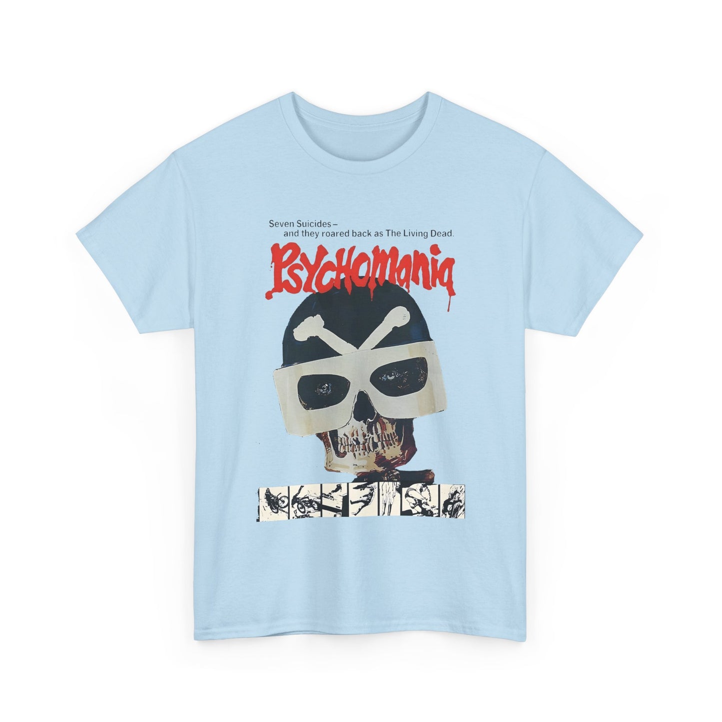 1973 psychomania movie poster with lettering tshirt