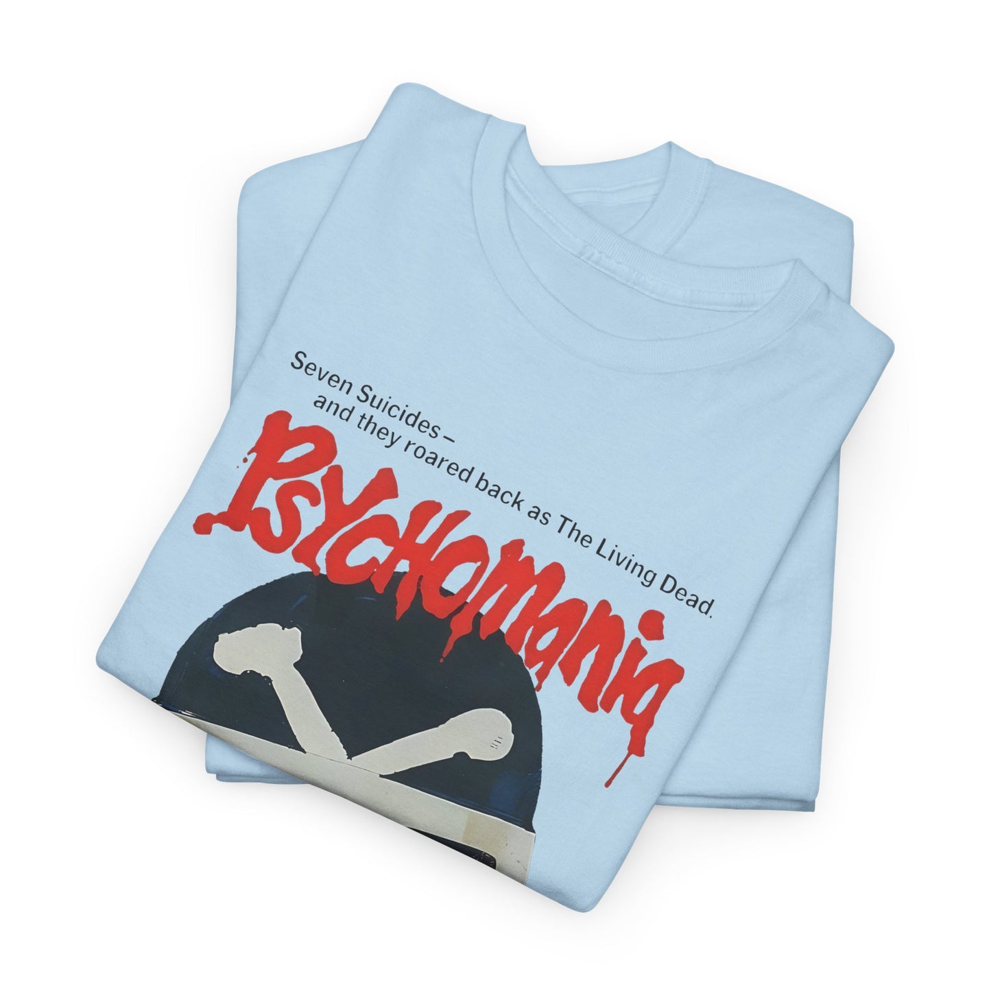 1973 psychomania movie poster with lettering tshirt