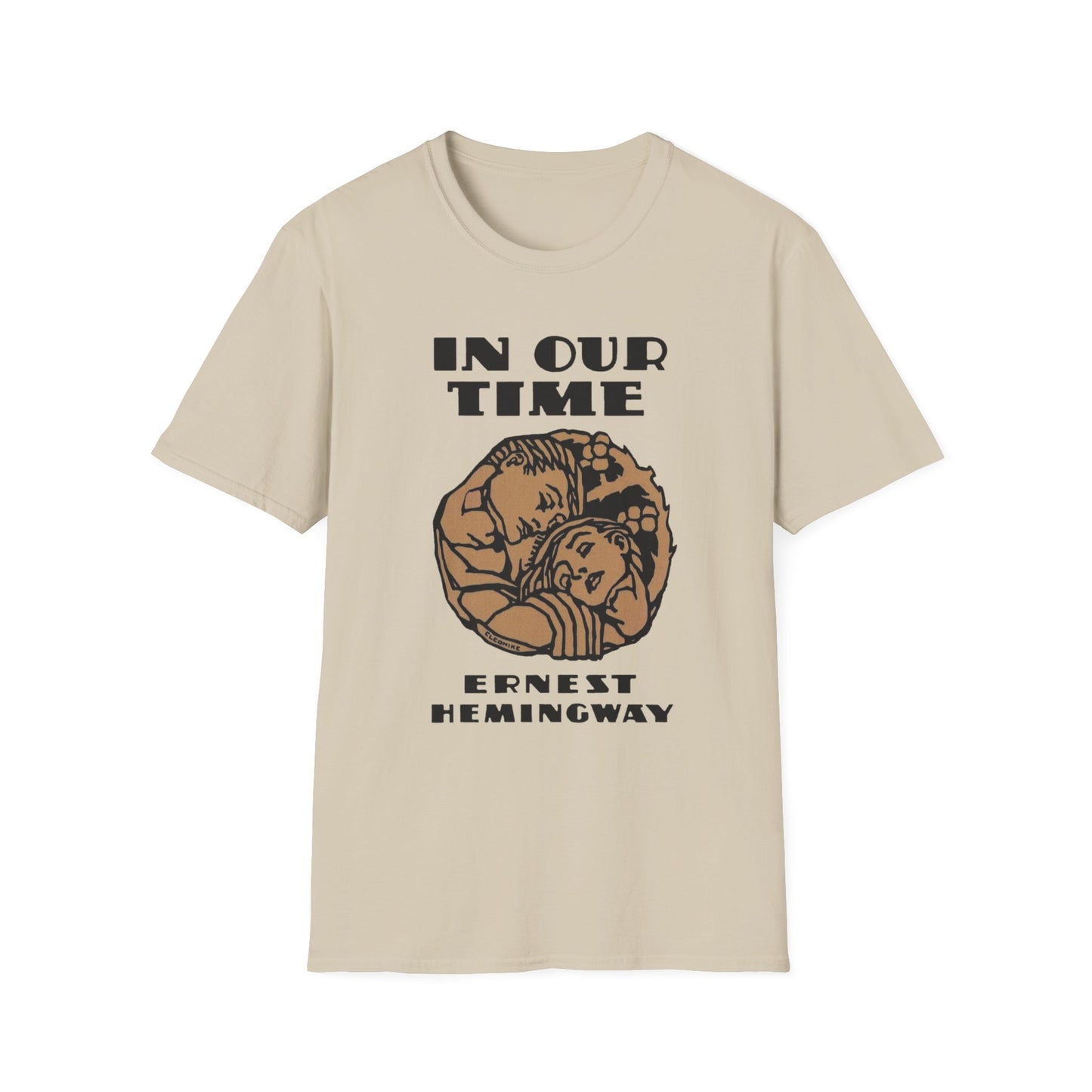 1925 ernest hemingway book cover by cleo damianakes for "in our time" the tshirt