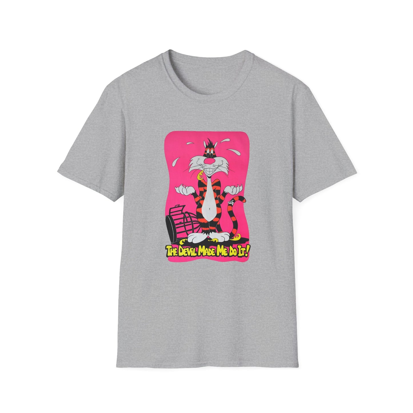 1970s vintage the devil made me do it design reproduction tshirt