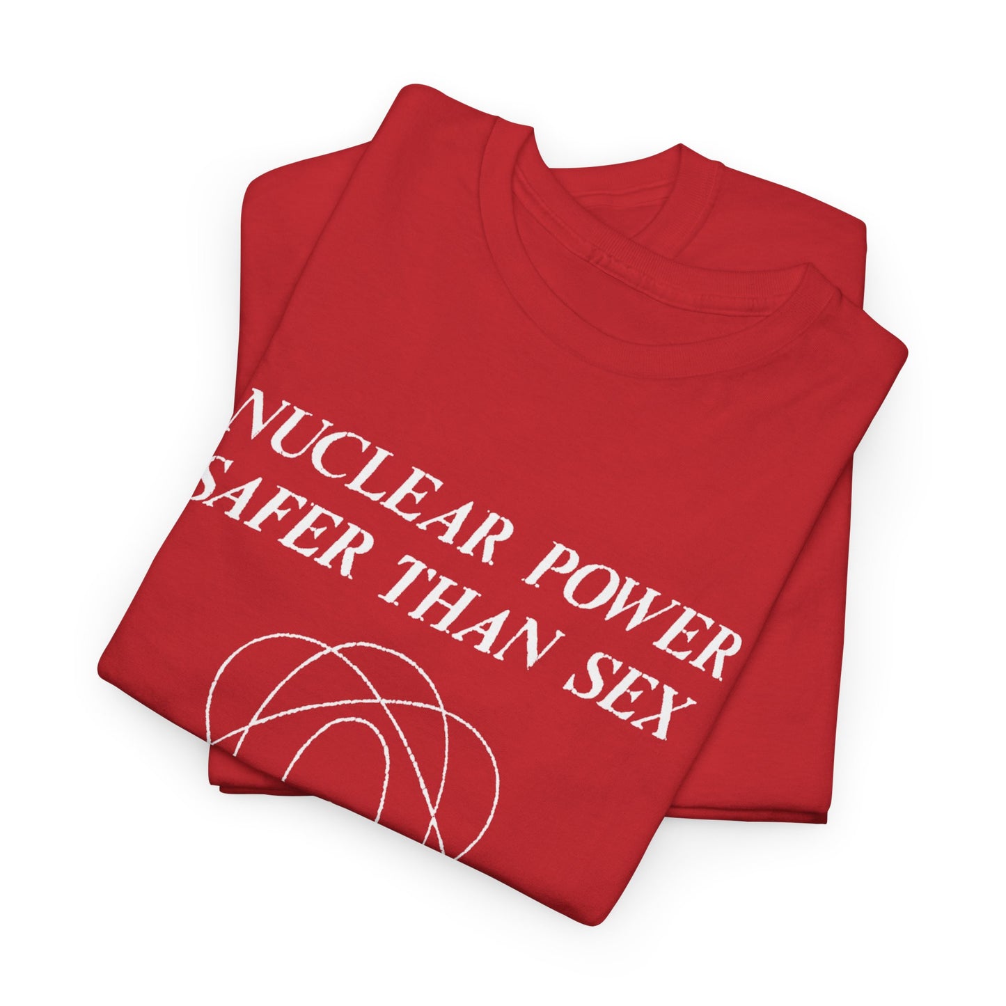 vintage 1970s design "nuclear power safer than sex" tshirt