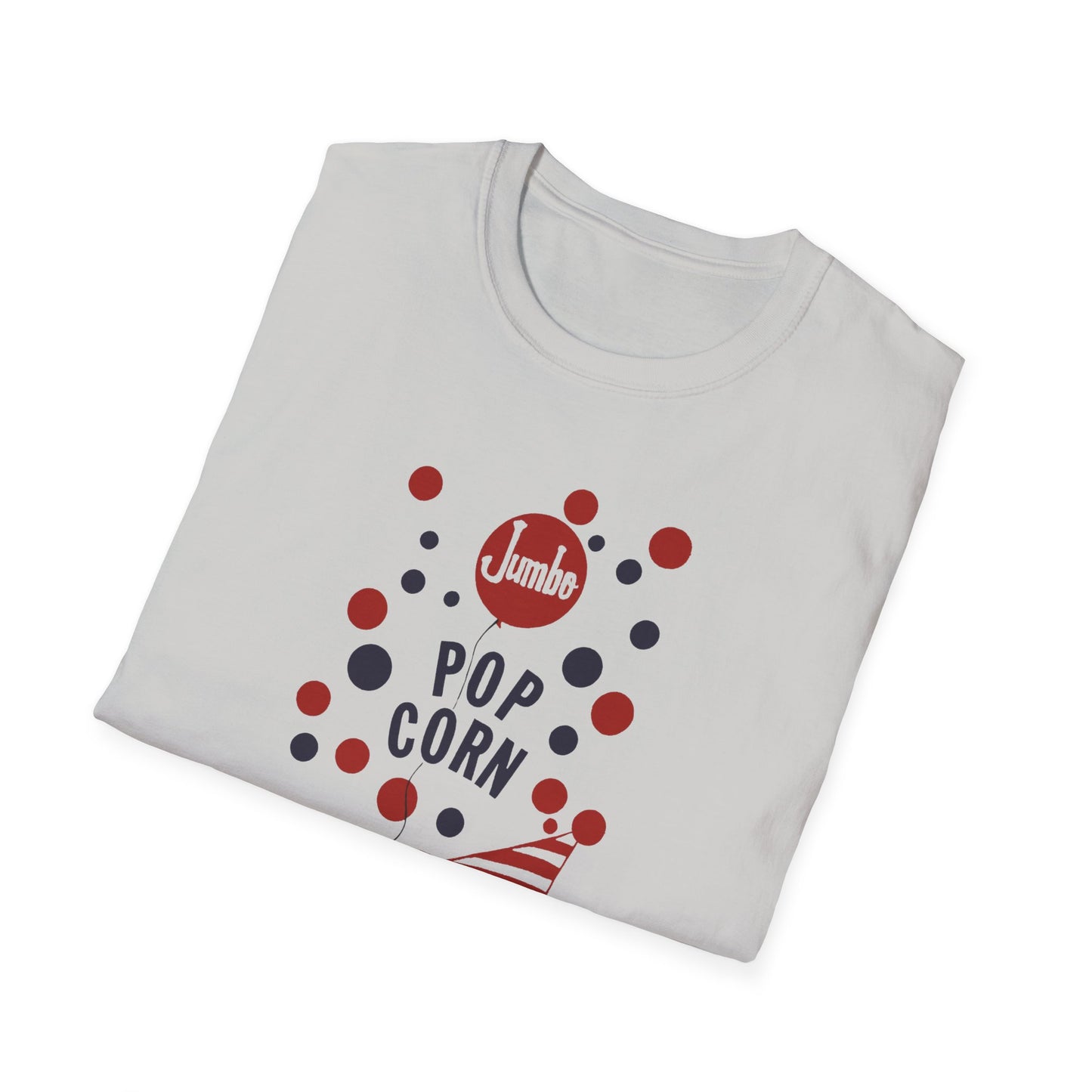 1960s popcorn box logo with a weird popcorn mascot clown tshirt