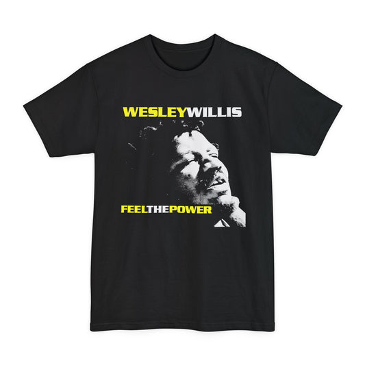 oversized 1996 album feel the power by outsider artist wesley willis unisex tall beefy tshirt