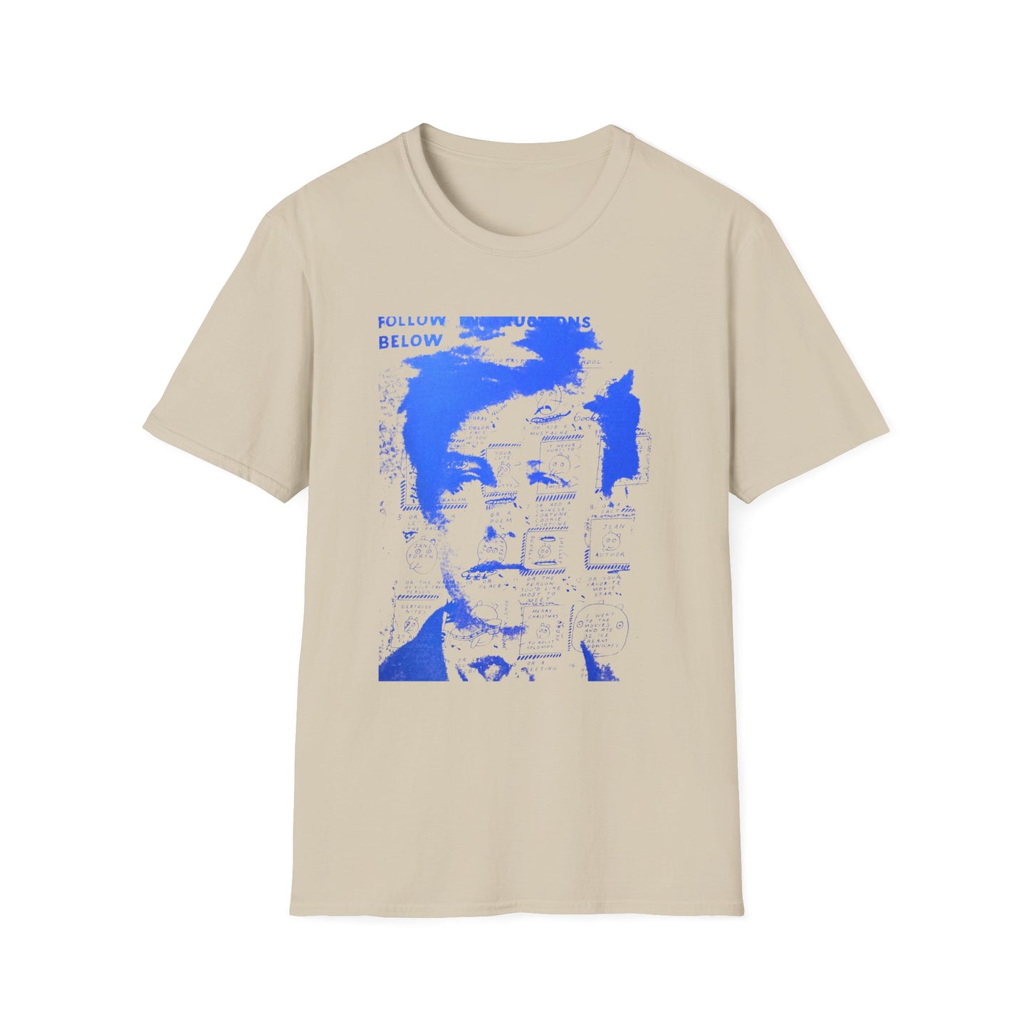 ray johnson arthur rimbaud art in blue tshirt