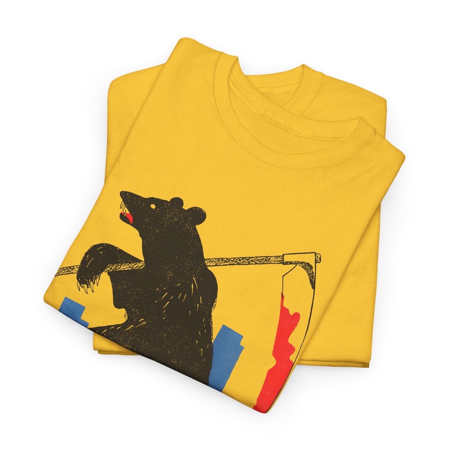 mid century manolo prieto bear with scythe book cover tshirt