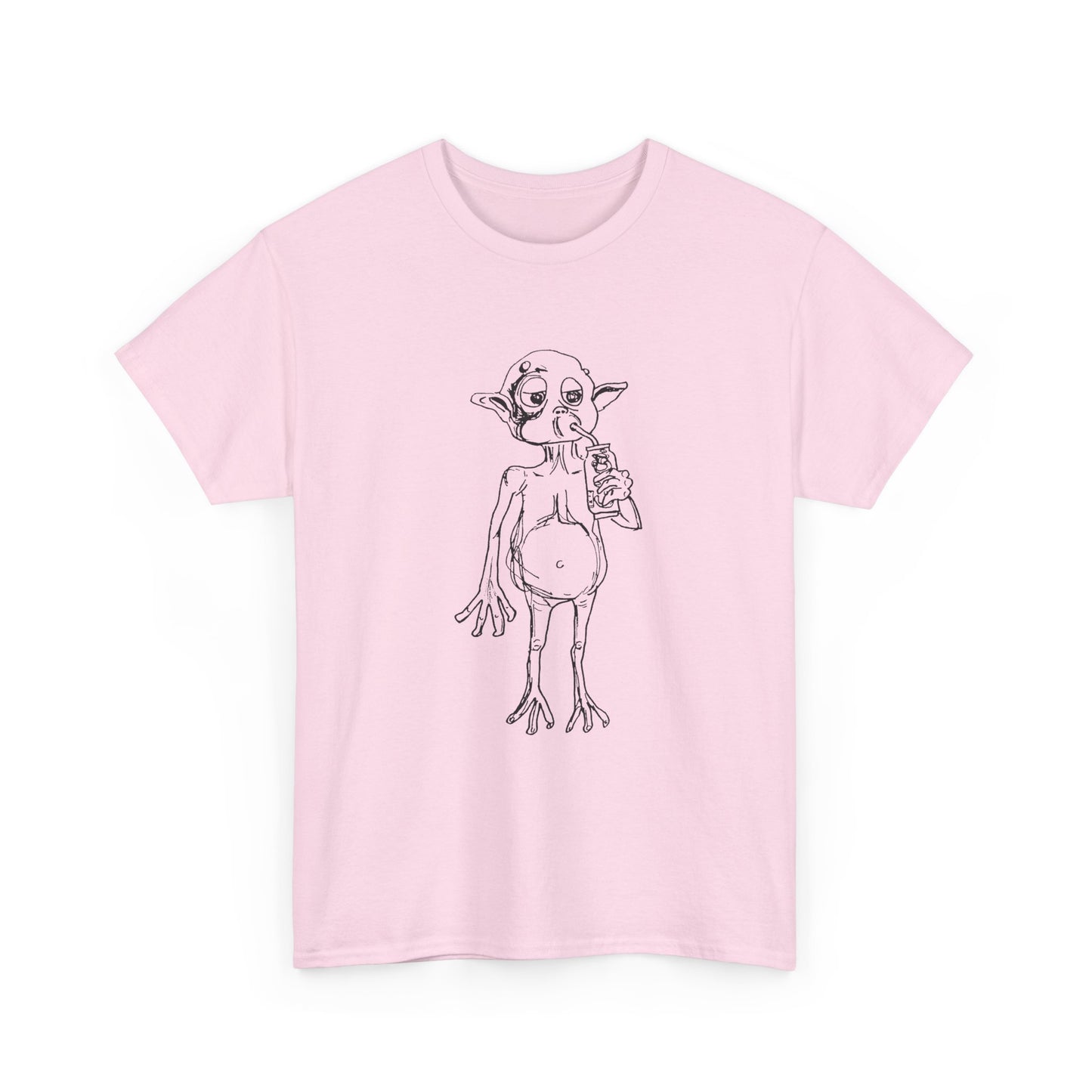 mysterious alien creature (MAC) drinking cola full body original sketch tshirt