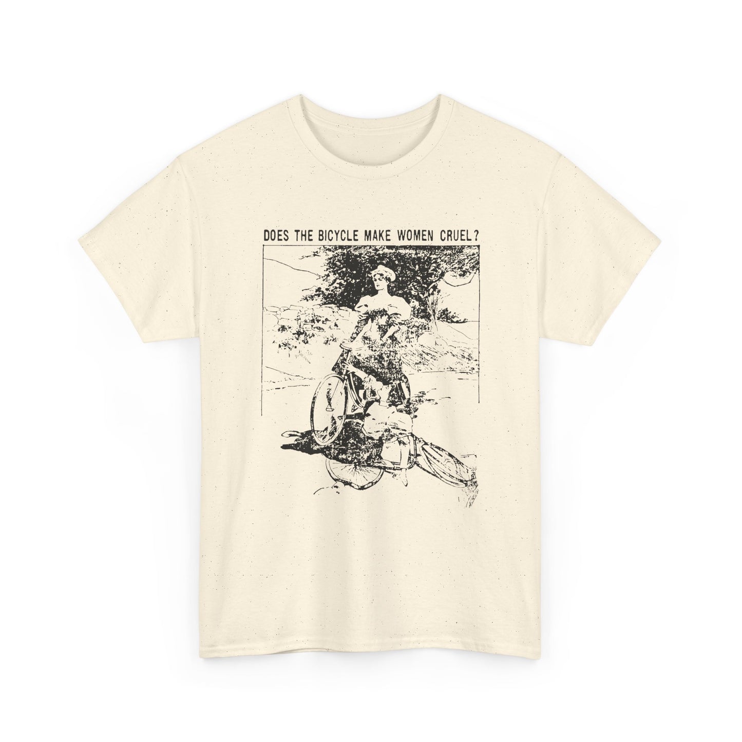 1897 cartoon does the bicycle make women cruel? reproduction tshirt